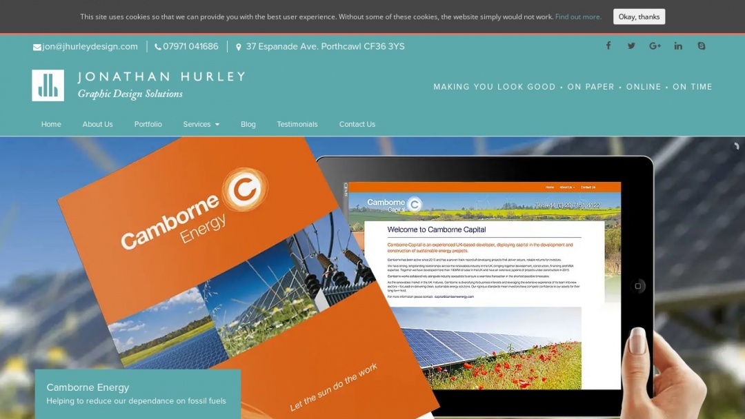 Screenshot of Jonathan Hurley Design's Website