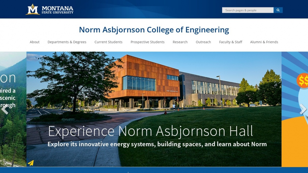 Screenshot of Montana State University's Website