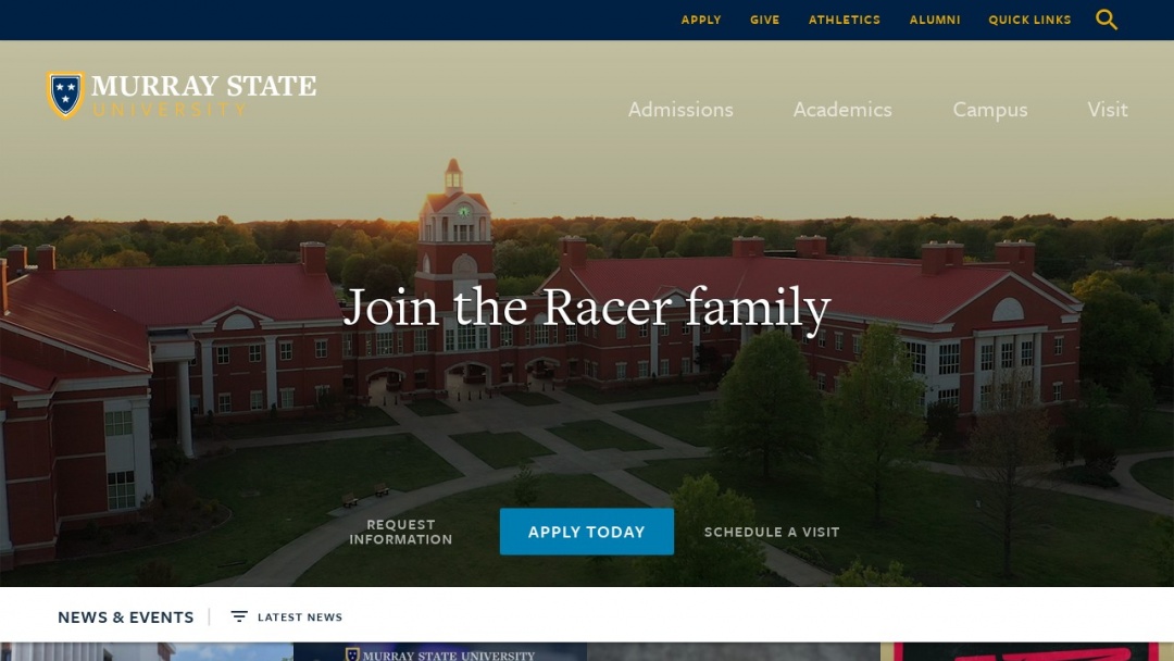 Screenshot of Murray State University's Website