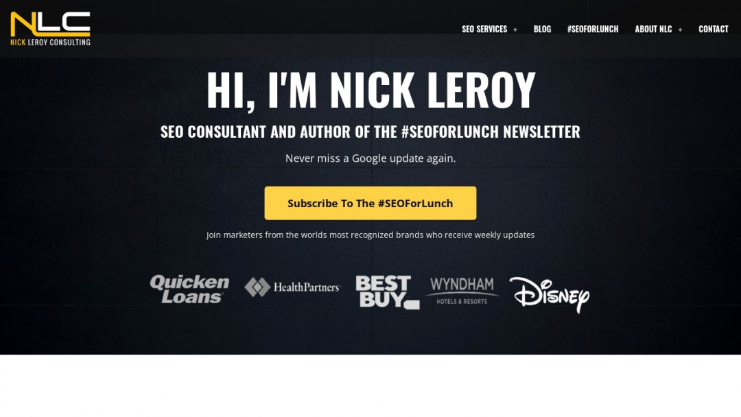 Screenshot of Nick LeRoy Consulting LLC's Website
