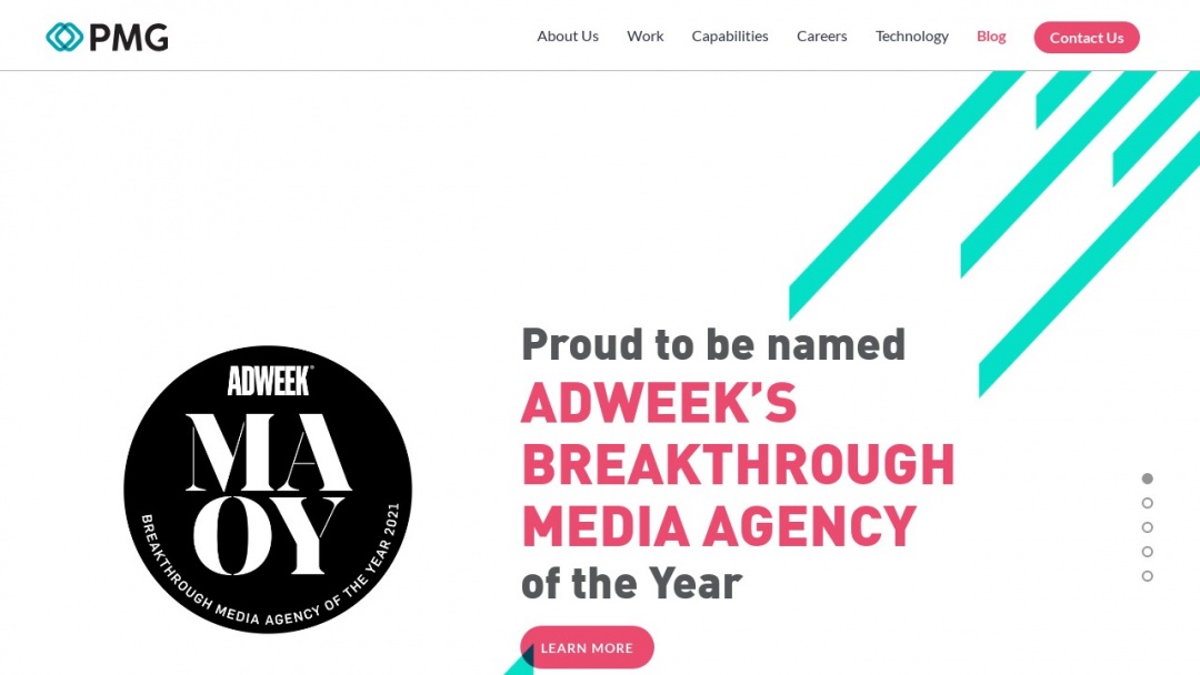Screenshot of PMG Digital Agency's Website