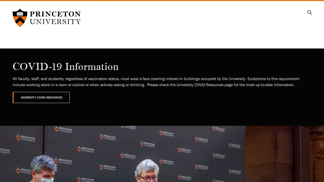 Screenshot of Princeton University's Website