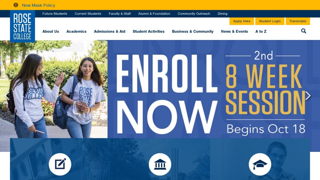 Screenshot of Rose State College's Website