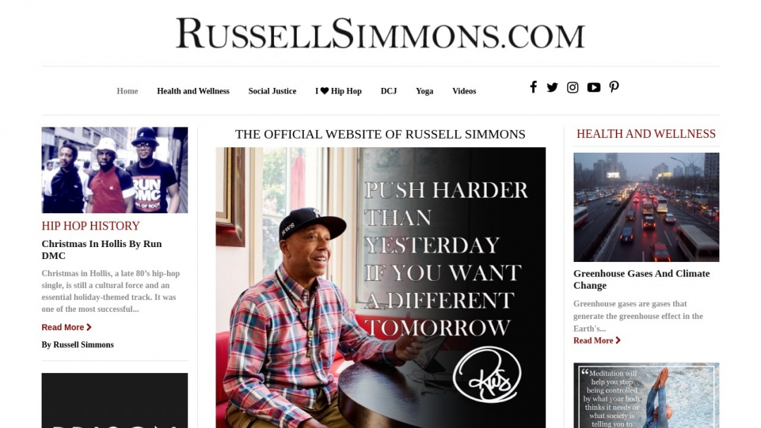 Screenshot of Russel Simmons's Website