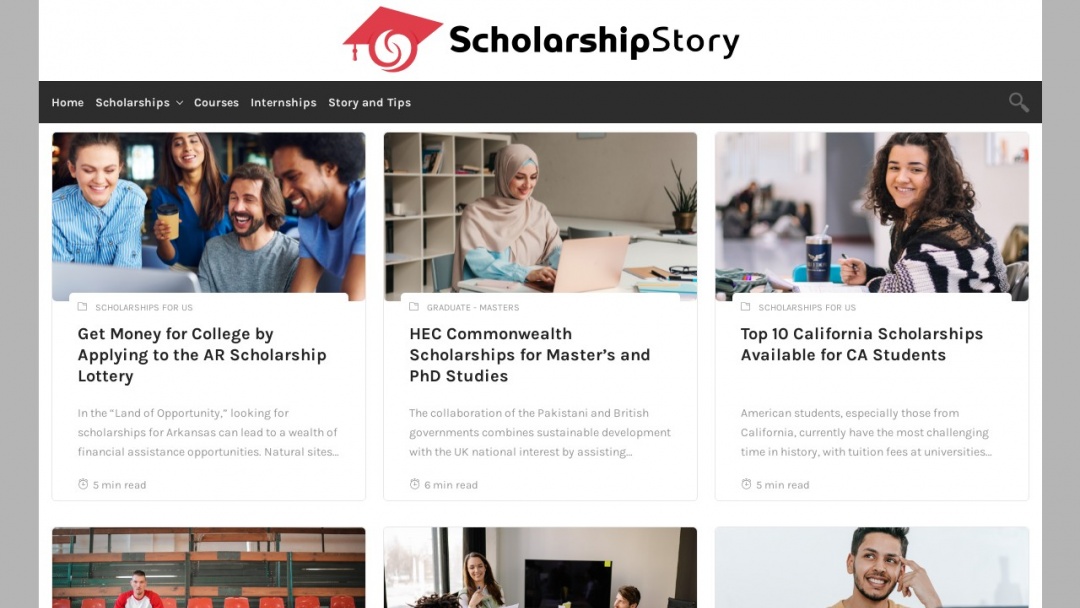 Screenshot of scholarshipstory.com's Website