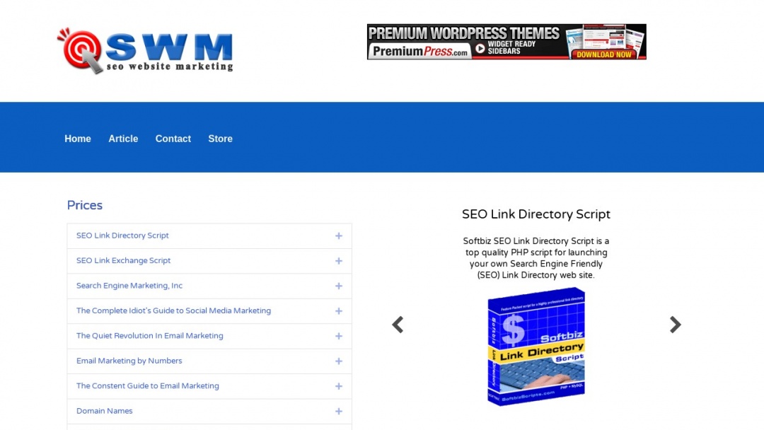 Screenshot of Search Engine Marketing Inc.'s Website