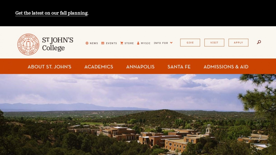 Screenshot of St. John's College's Website