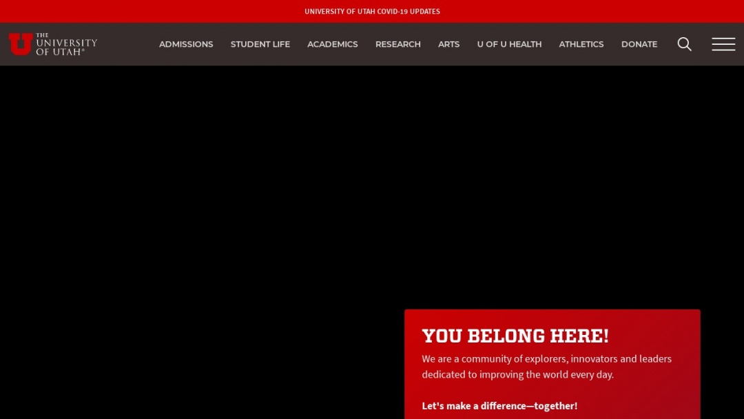 Screenshot of THE UNIVERSITY OF UTAH's Website