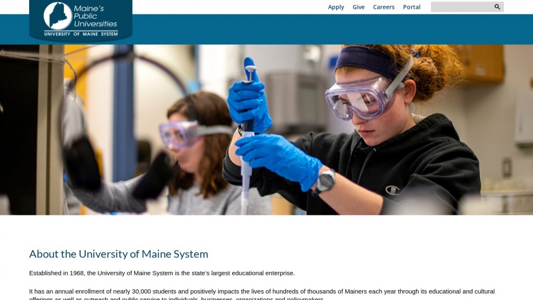 Screenshot of University of Maine System's Website