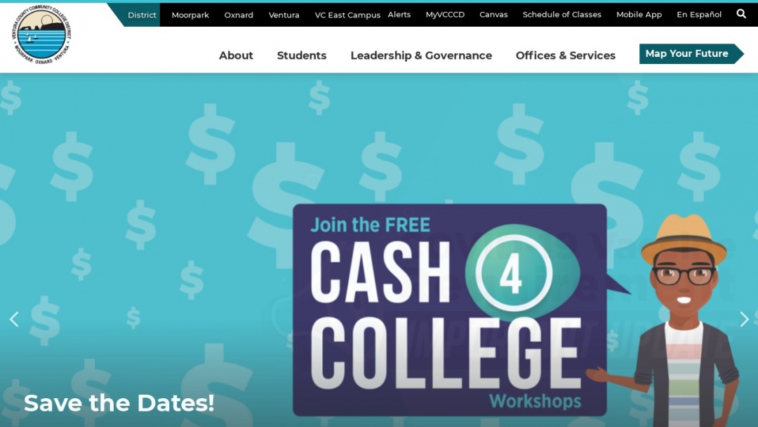 Screenshot of Ventura County Community College District's Website