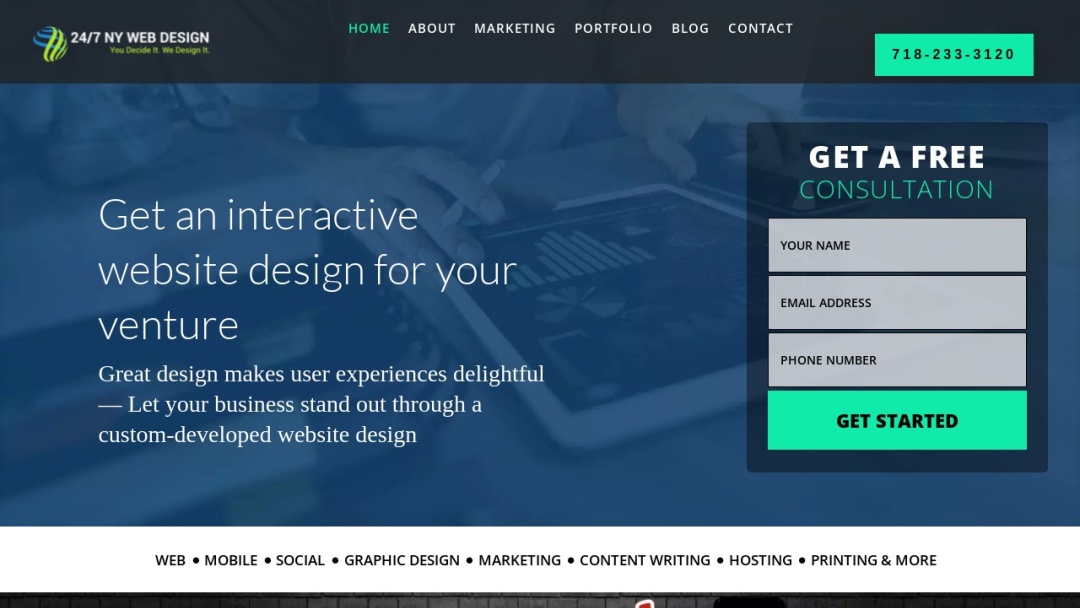 Screenshot of 24/7 NY Web Design's Website