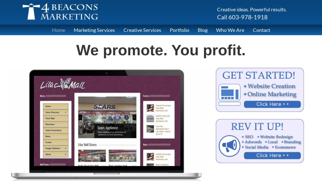 Screenshot of 4 Beacons Marketing LLC's Website