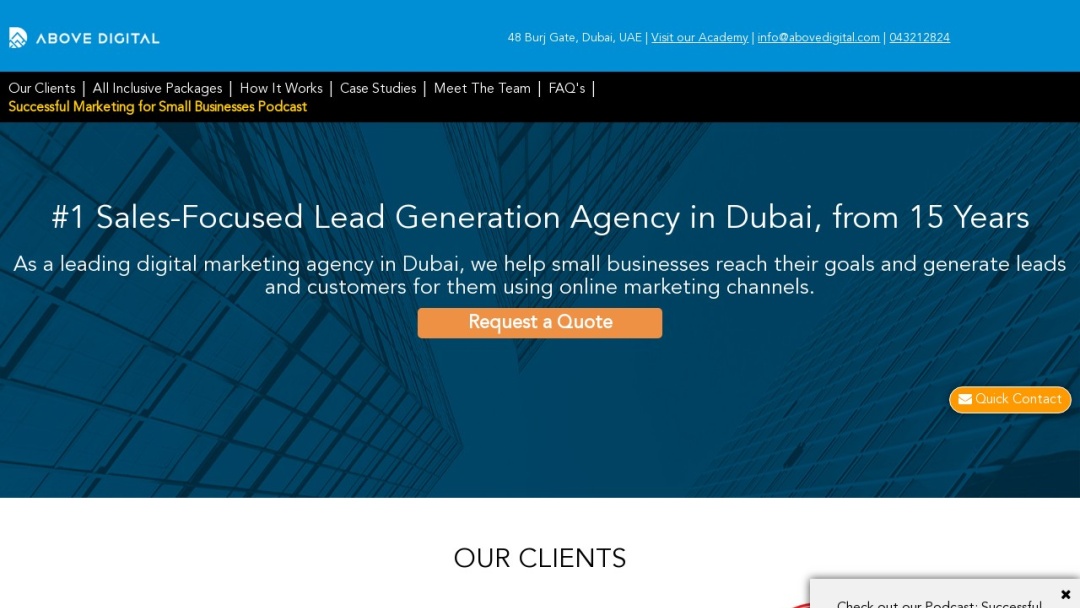 Screenshot of Above Digital's Website