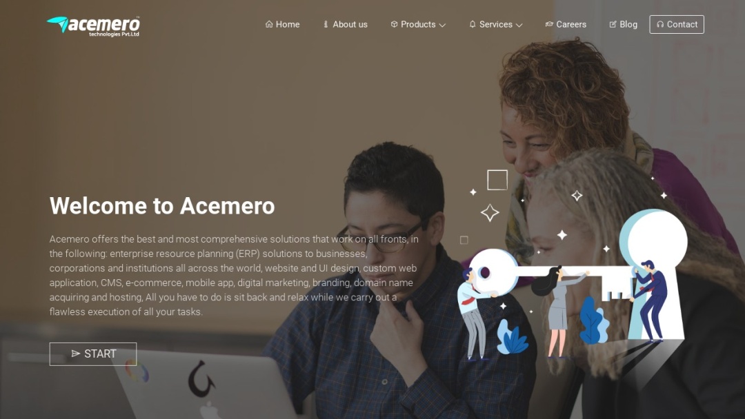 Screenshot of Acemero Technologies Pvt.Ltd's Website