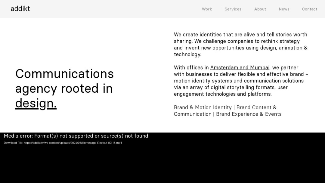 Screenshot of Addikt's Website