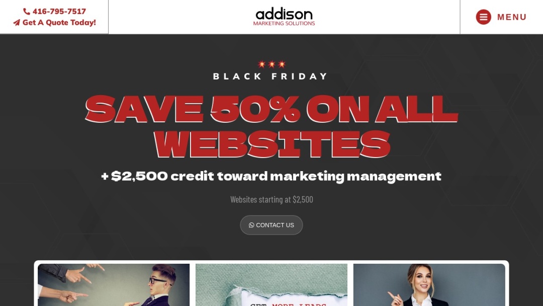 Screenshot of Addison Marketing Solutions's Website