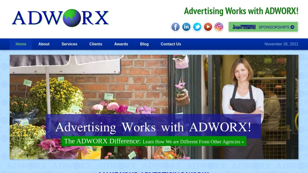 Screenshot of ADWORX's Website