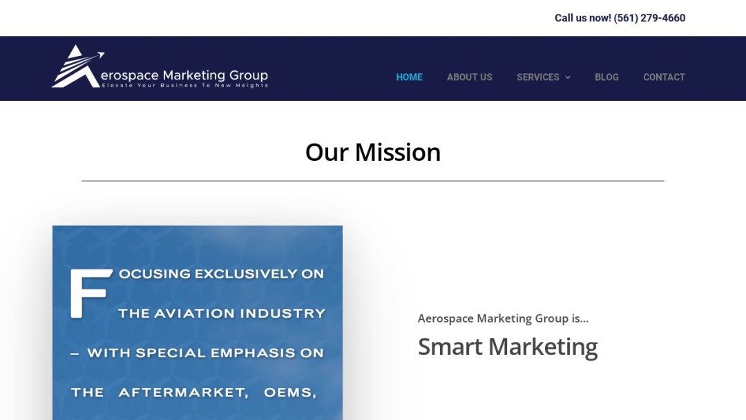Screenshot of Aerospace Marketing Group's Website