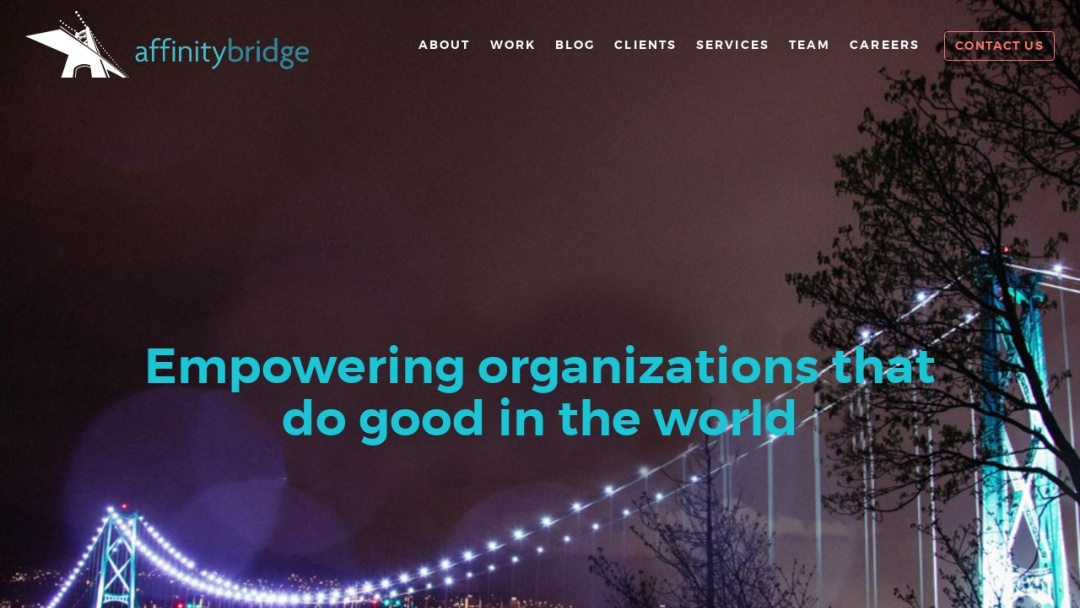 Screenshot of Affinity Bridge's Website