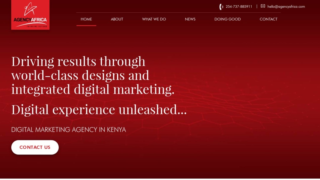 Screenshot of Agency Africa Interactive Limited's Website