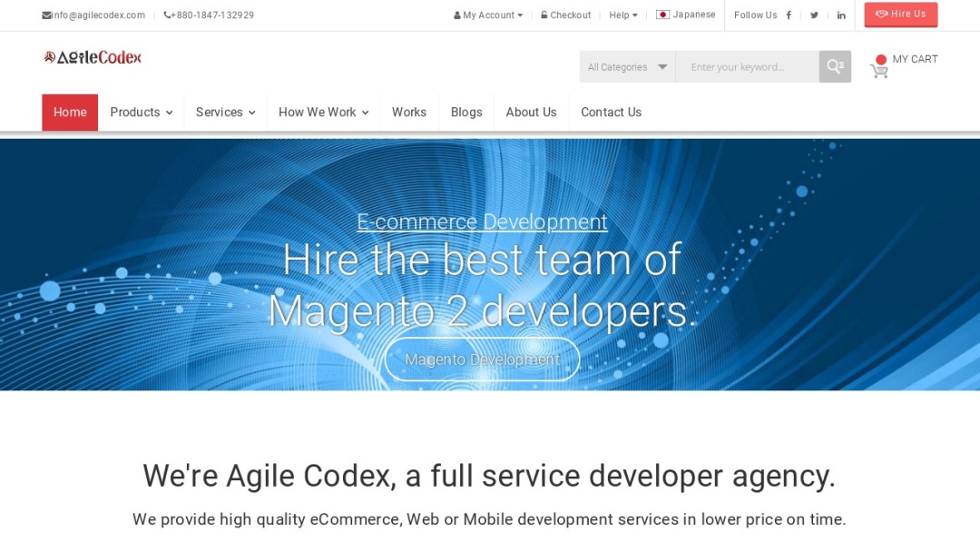 Screenshot of Agile Codex Ltd's Website