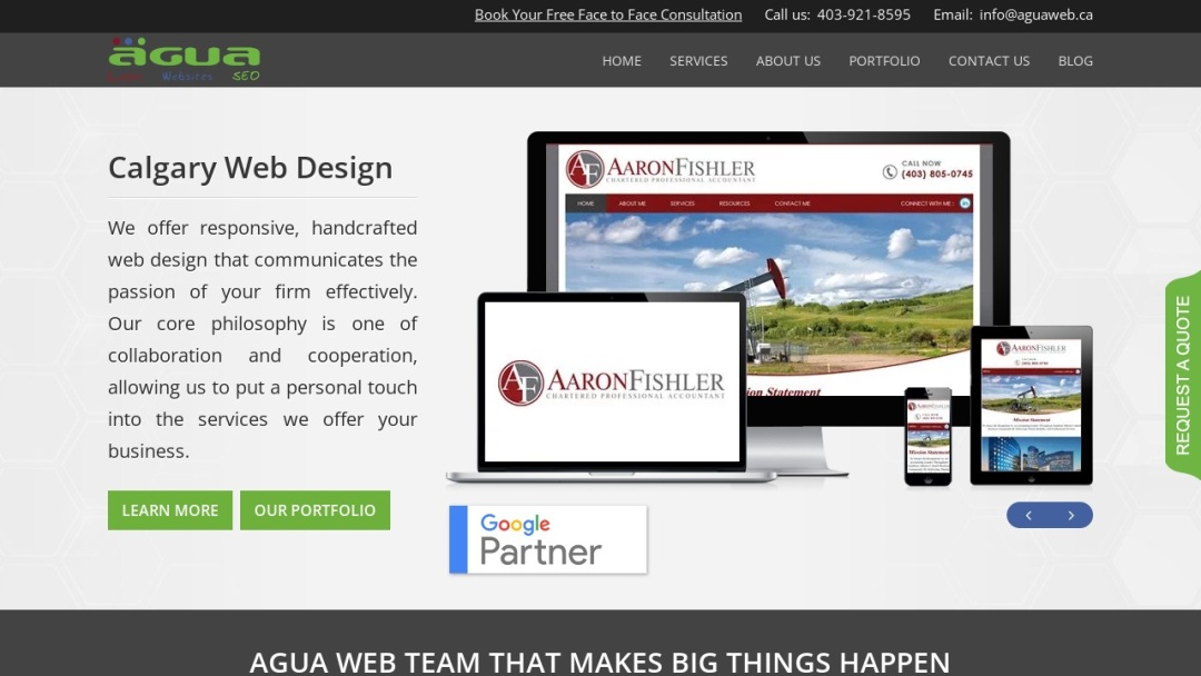 Screenshot of AGUA's Website