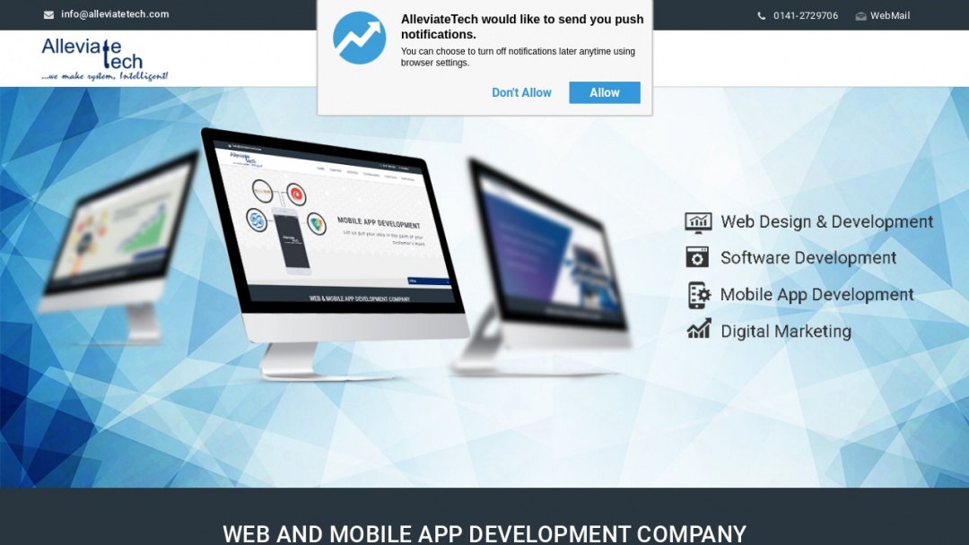Screenshot of Alleviate Technologies's Website