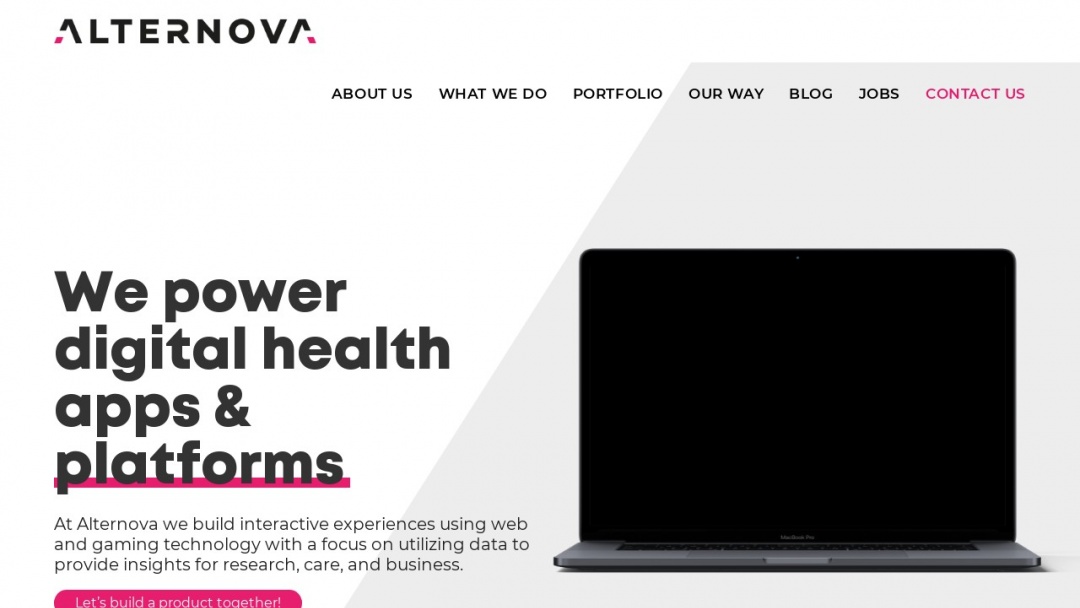 Screenshot of Alternova, Inc.'s Website