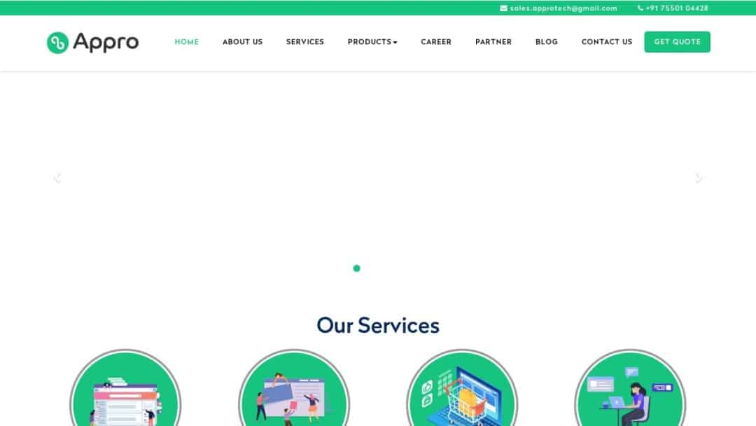 Screenshot of Appro Technologies's Website