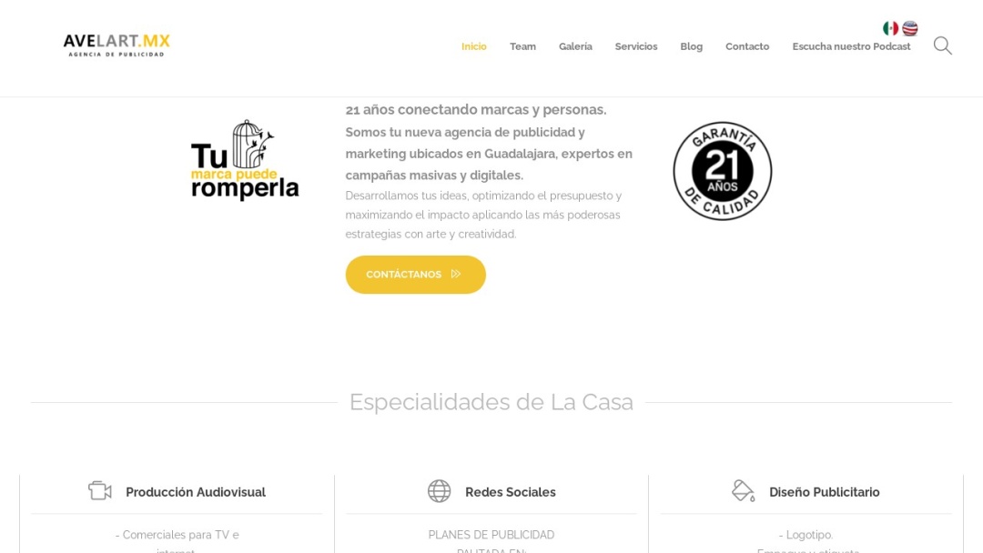 Screenshot of Avelart, Casa de Inspiración Para Marcas's Website