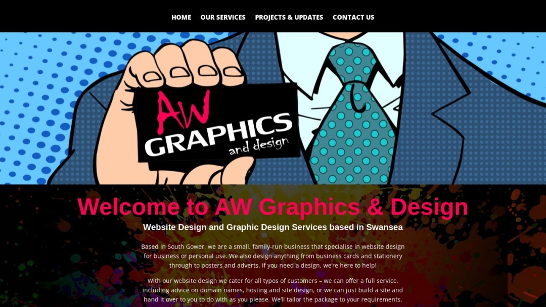 Screenshot of AW Graphics and Design's Website