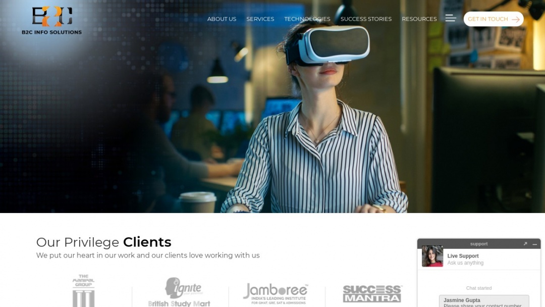 Screenshot of B2C Info Solutions's Website