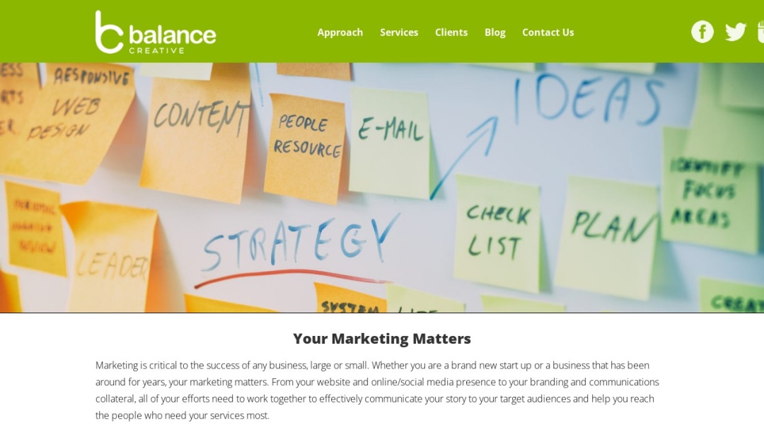 Screenshot of Balance Creative Agency's Website