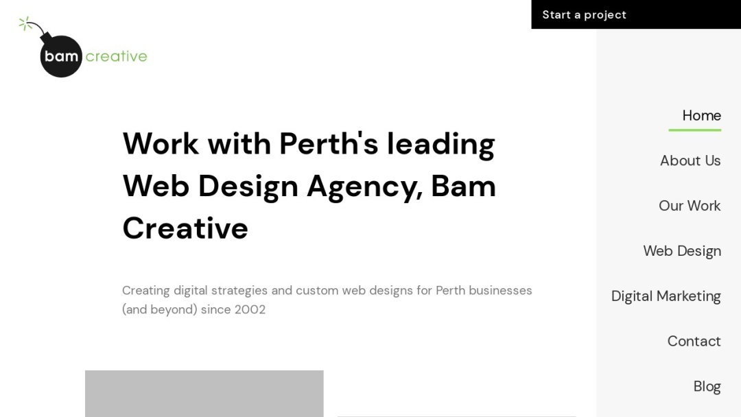 Screenshot of Bam Creative's Website