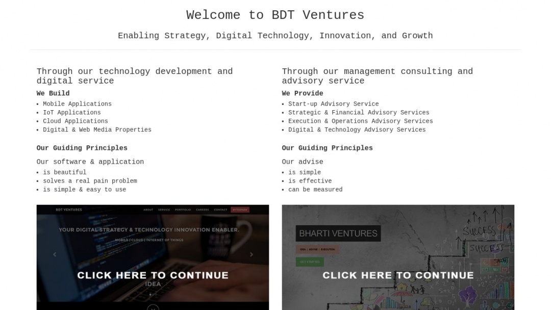 Screenshot of BDT Ventures's Website