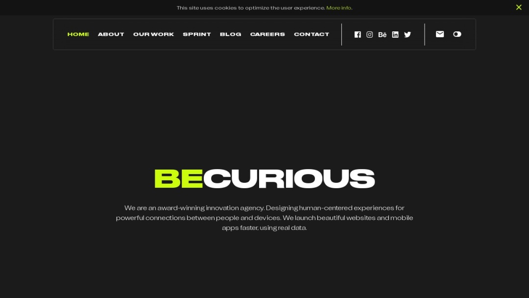 Screenshot of BeCurious Studio's Website