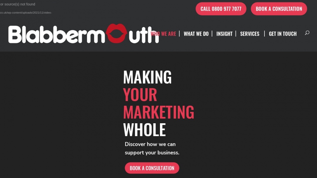 Screenshot of Blabbermouth Marketing Ltd's Website