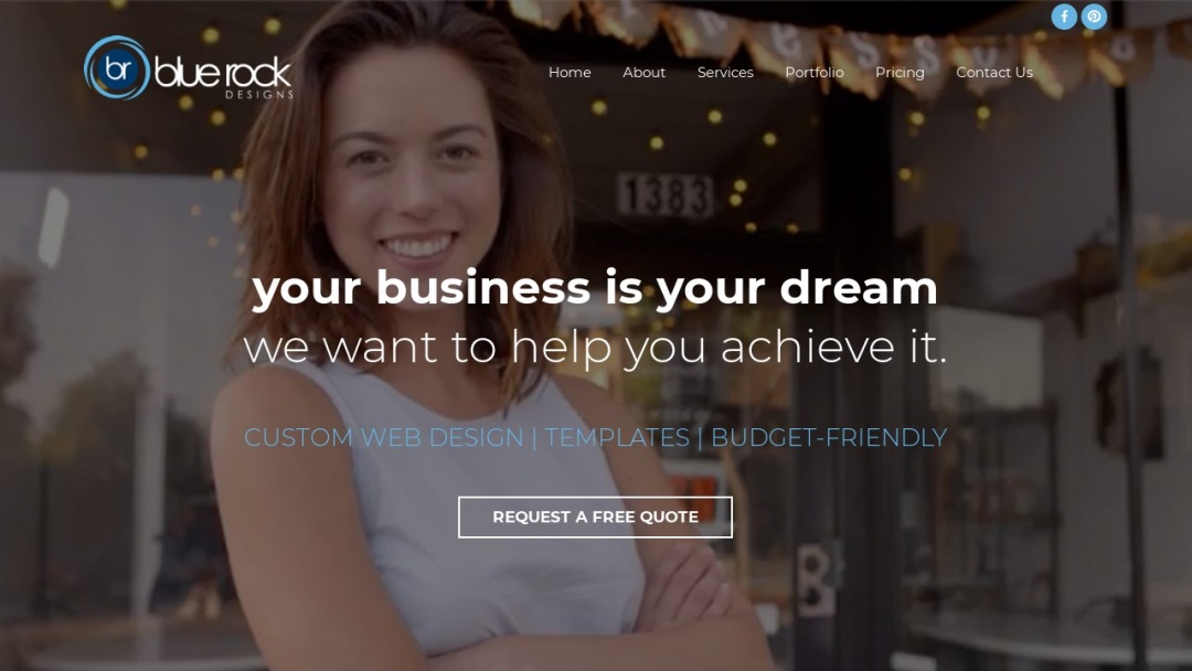 Screenshot of Blue Rock Designs, LLC's Website