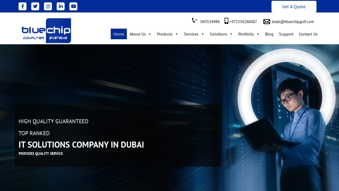 Screenshot of Bluechip Computer Systems's Website