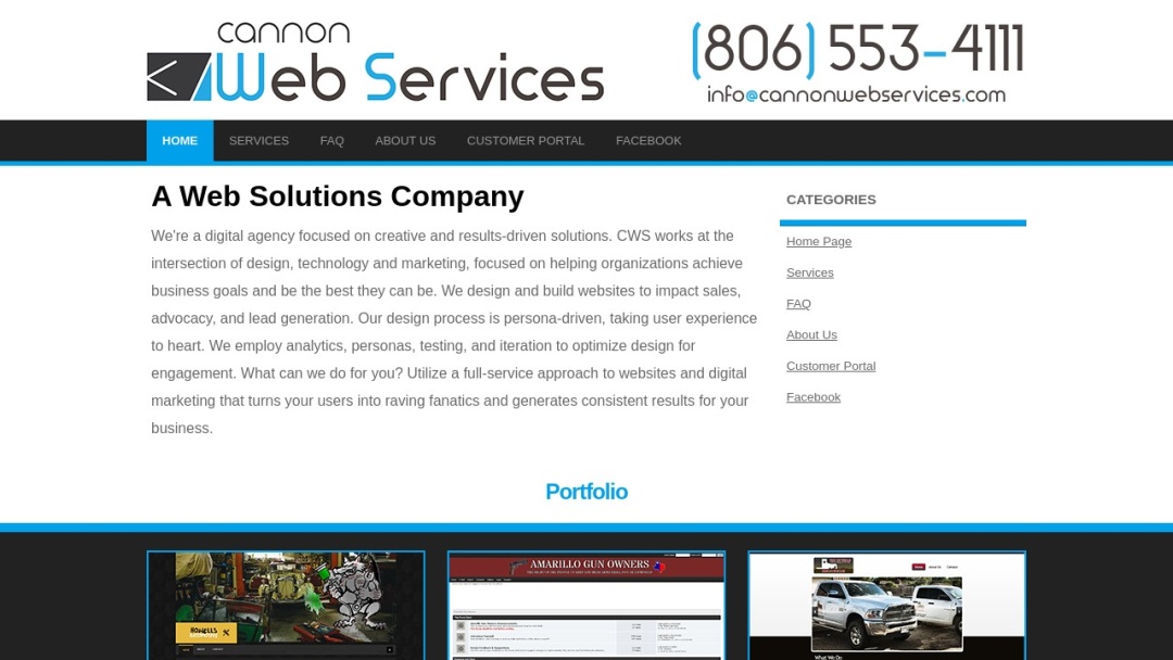 Screenshot of Cannon Web Services's Website