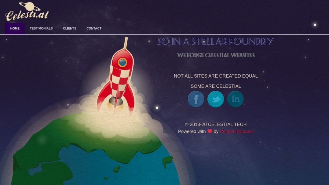 Screenshot of Celestial Tech's Website