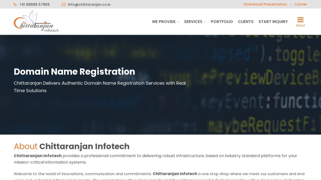 Screenshot of Chittaranjan Infotech's Website
