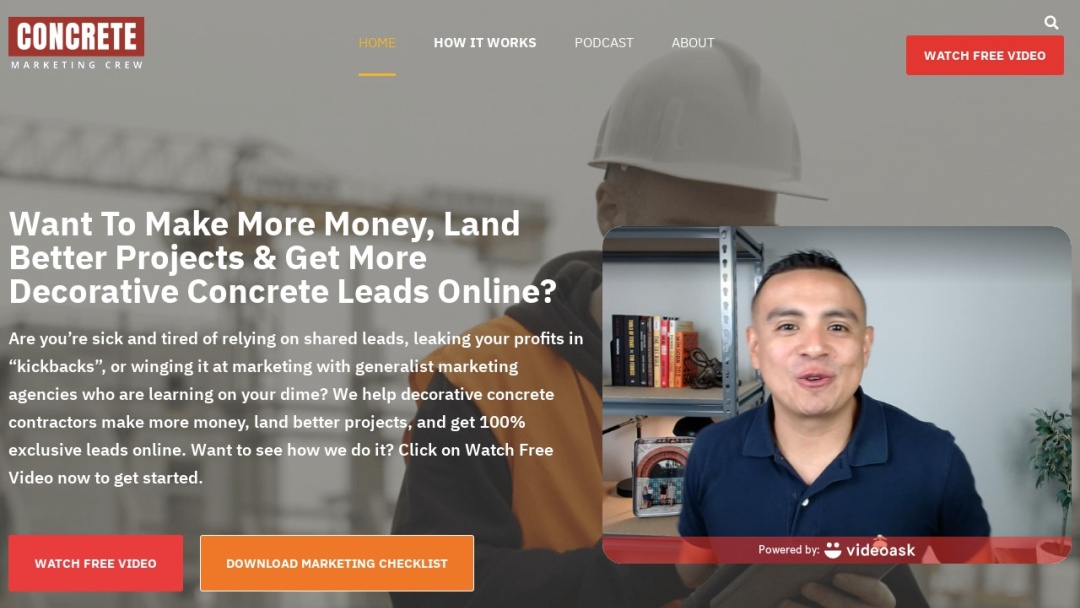 Screenshot of Concrete Marketing Crew's Website