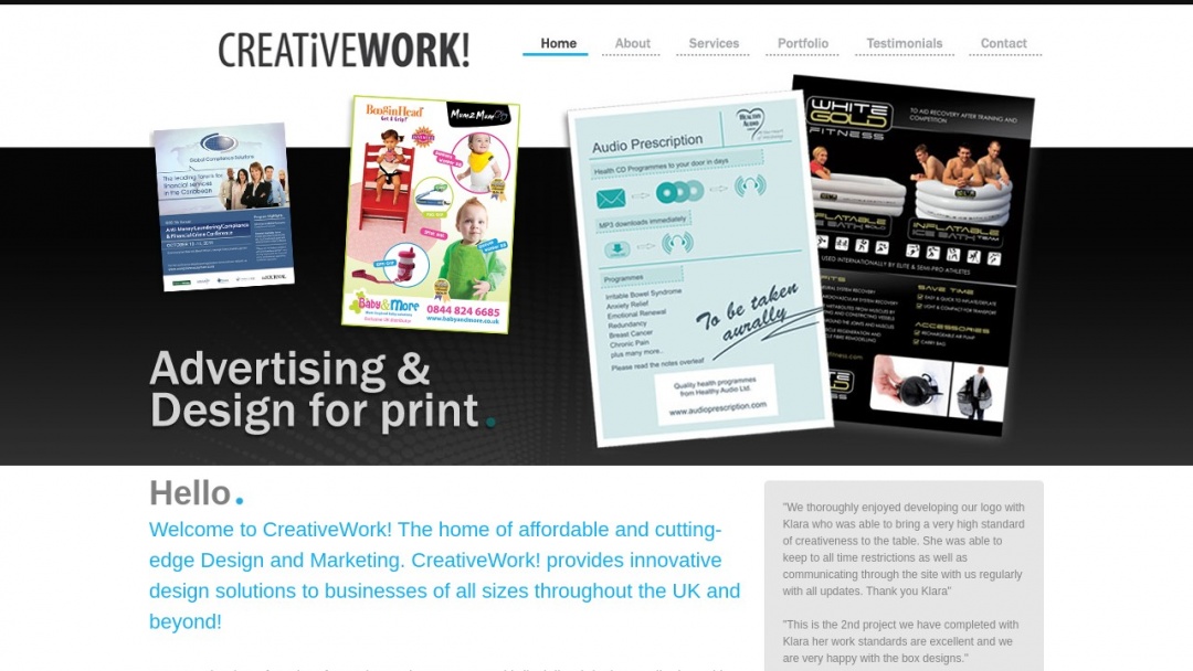 Screenshot of CREATIVEWORK!'s Website