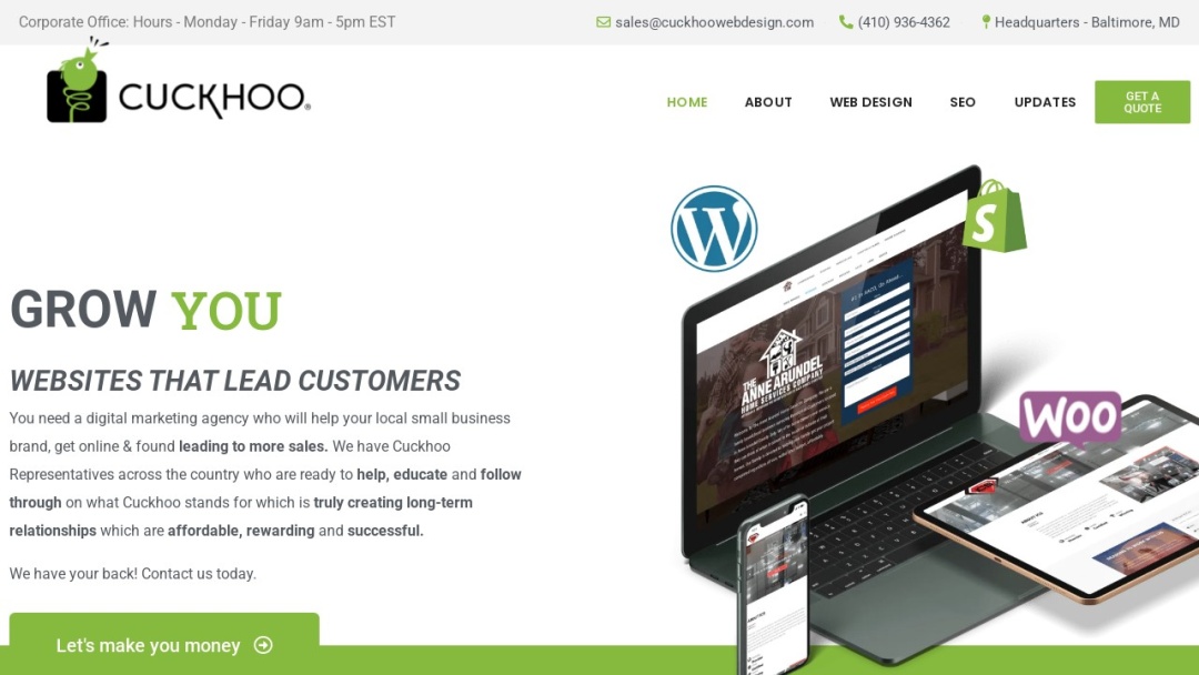 Screenshot of Cuckhoo Web Design's Website