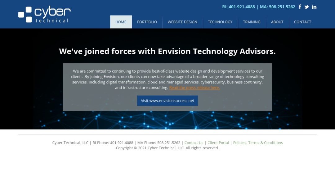 Screenshot of Cyber Technical's Website
