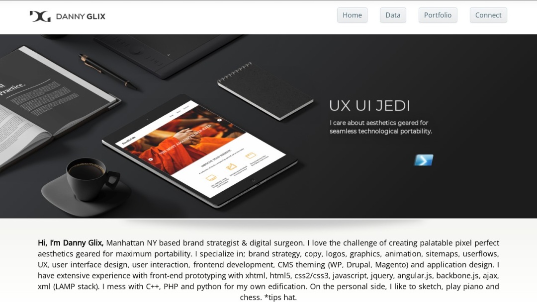 Screenshot of Danny Glix Design's Website
