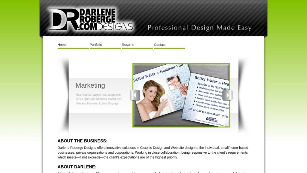 Screenshot of Darlene Roberge Designs's Website