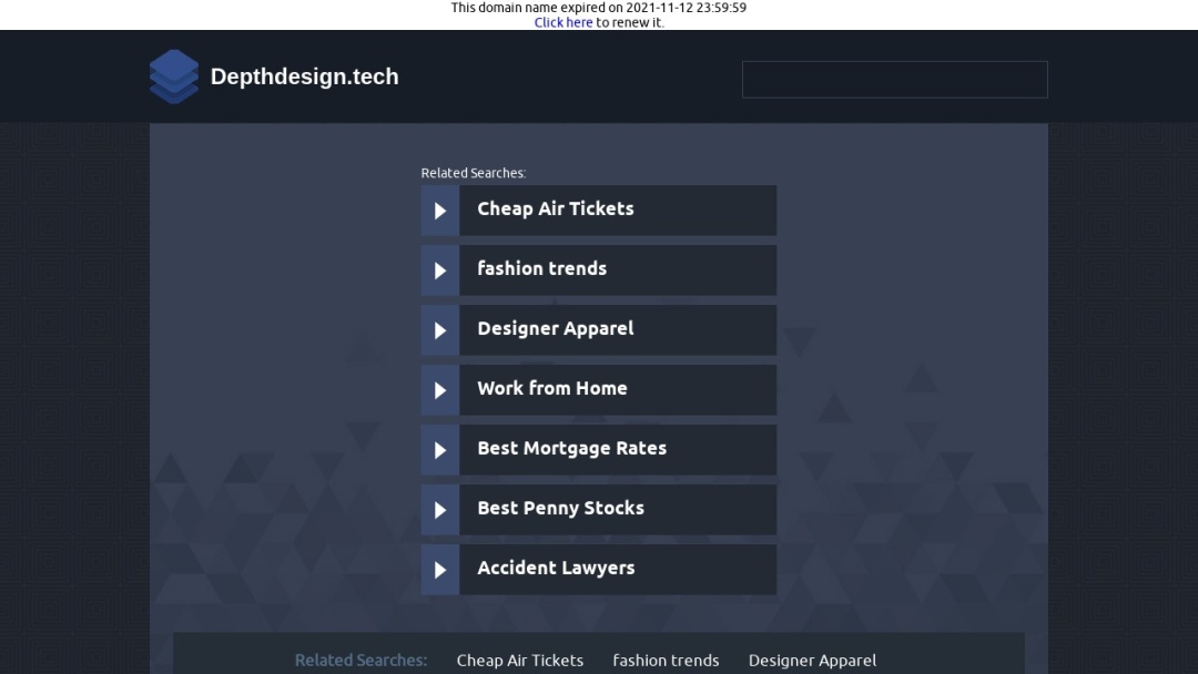 Screenshot of Depth Design Agency's Website