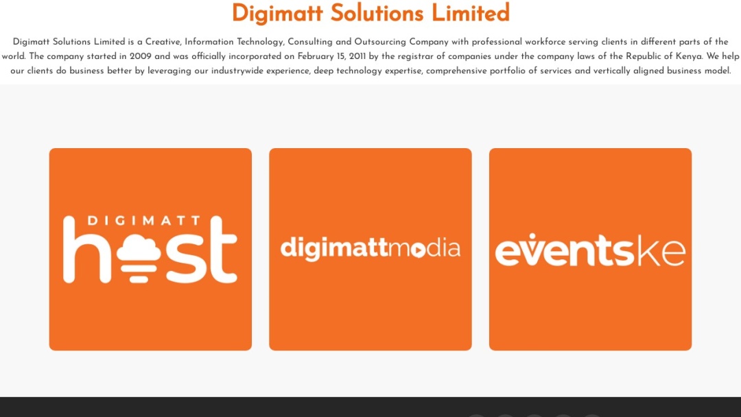 Screenshot of Digimatt Solutions Limited's Website